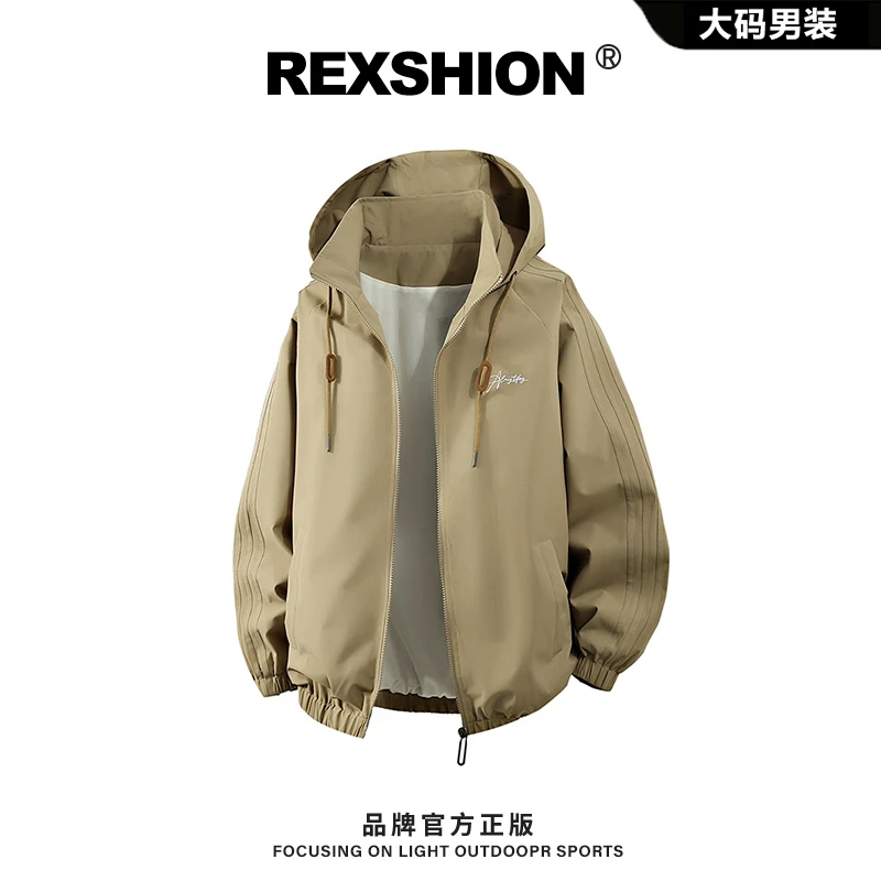REXSHION美式复古老钱风潮流休闲宽松外套男秋季新款连帽工装夹克