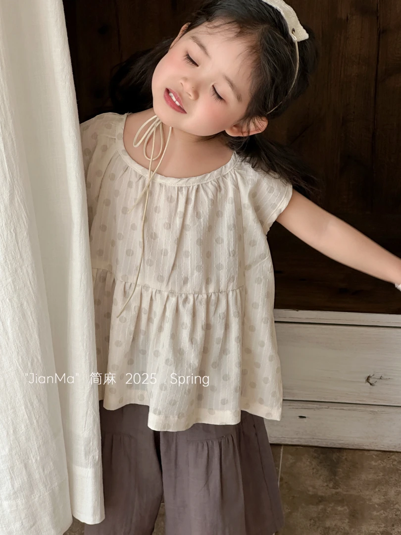 S2-2。1016 休闲风夏季森系女波点洋气无袖上衣短款套头