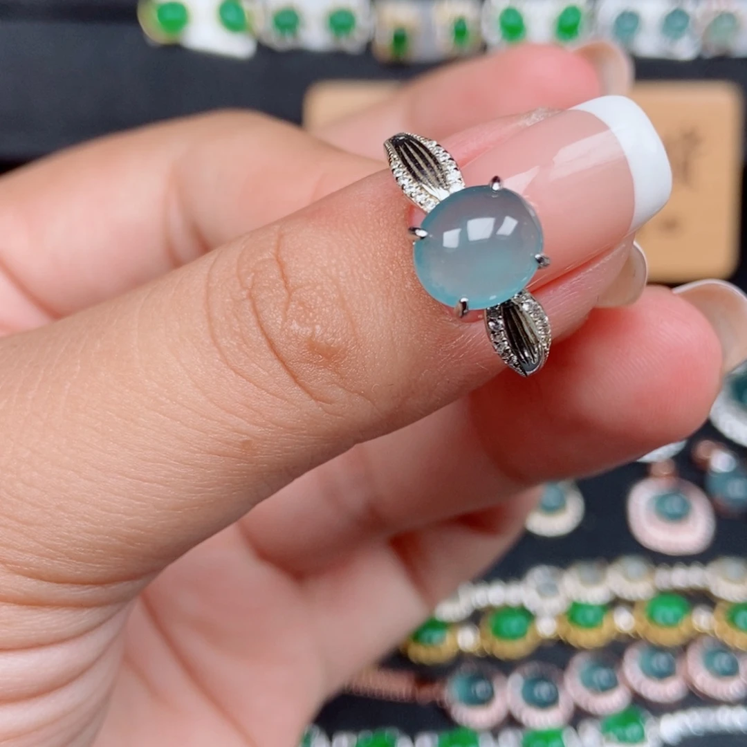 银S925镶嵌戒指翡翠24