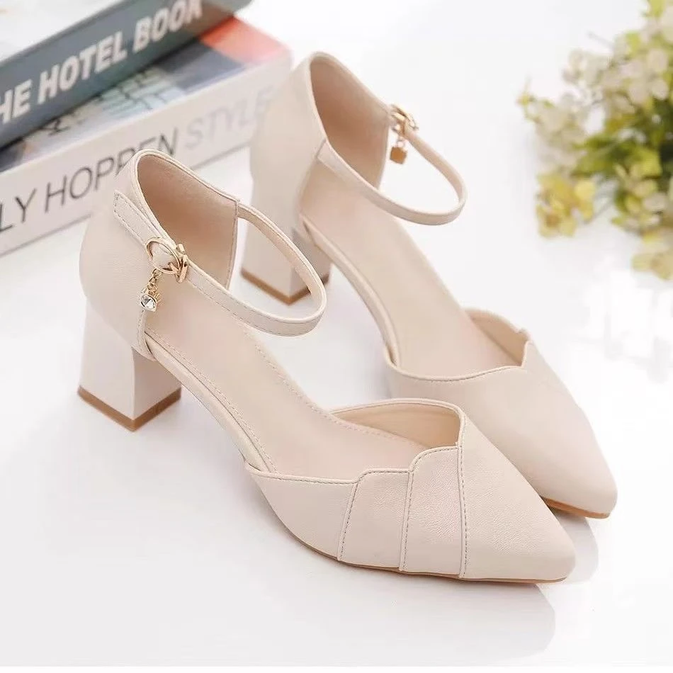 新款包头凉鞋女2025夏季高跟鞋一字单鞋女士凉鞋新中式高雅粗跟