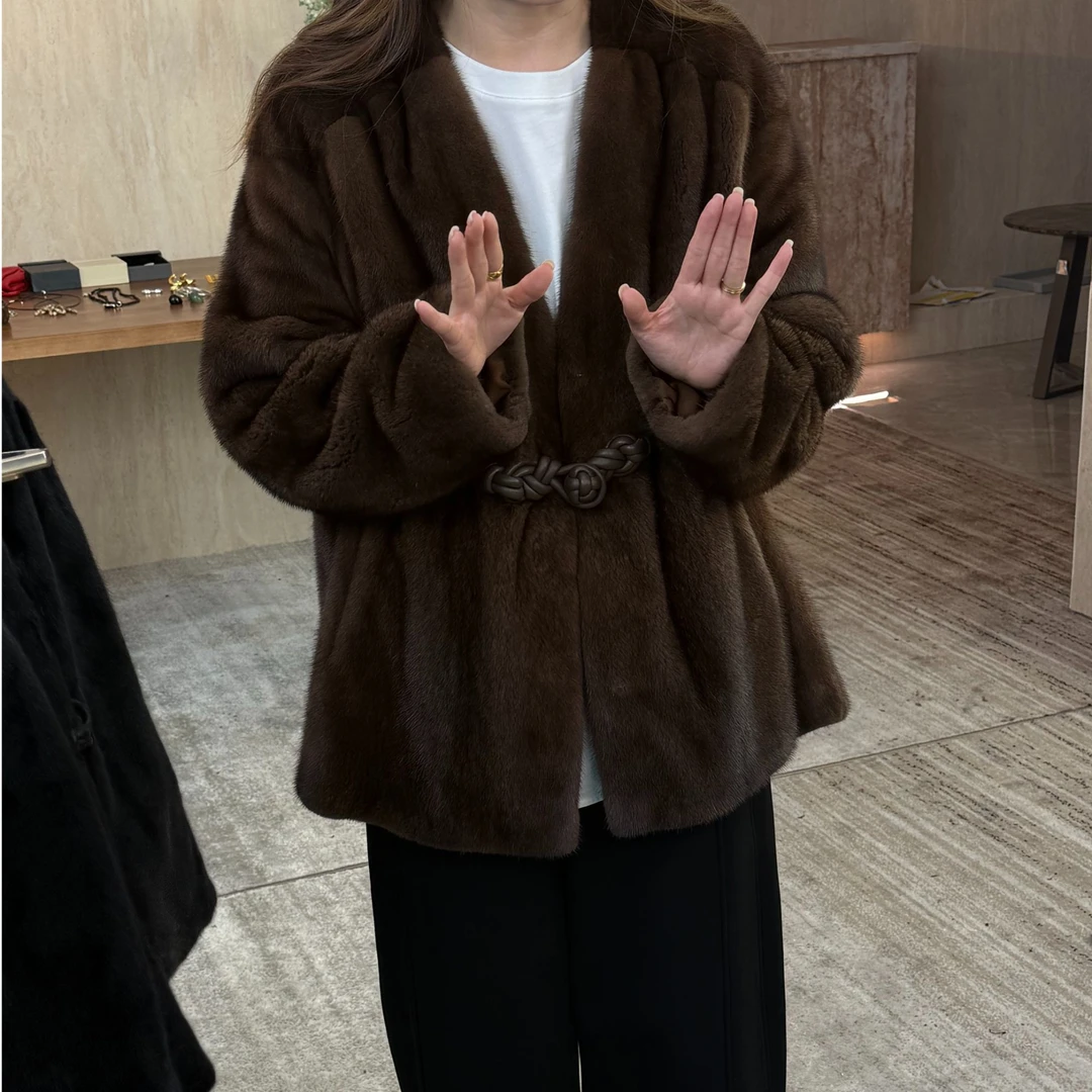 【CHU/2025SSNEW】《柔芒》盘扣短二水貂皮草N72506