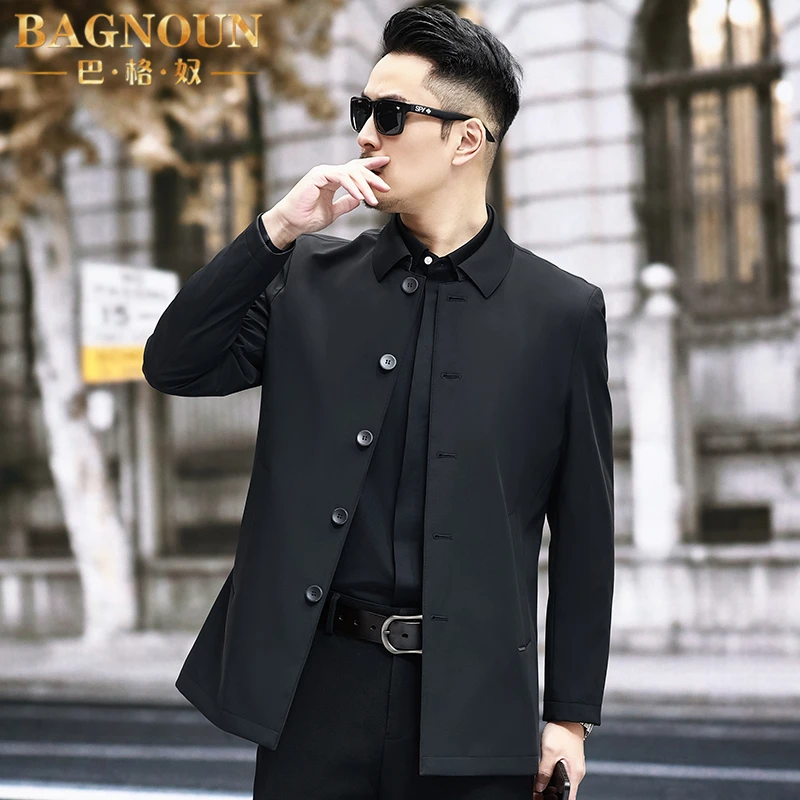 巴格奴夹克男士春秋季新款时尚高端商务干部休闲中年爸爸翻领外套