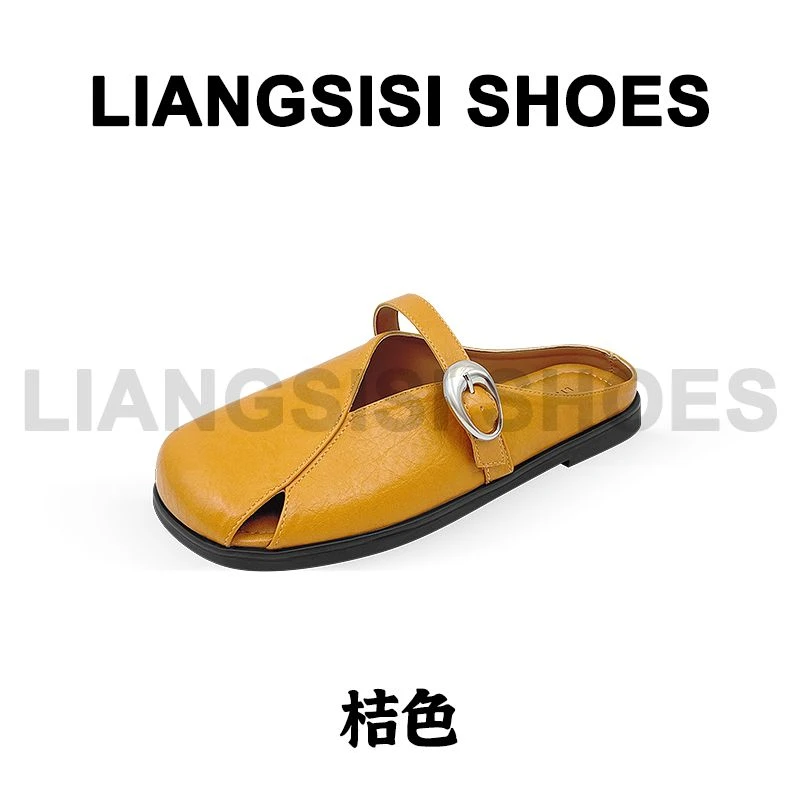 梁思思SHOES夏季新款时尚法式圆头浅口一脚蹬包头鞋-1961