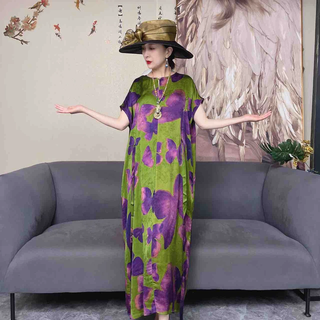 25D6109国潮风高端中国风显瘦妈妈装高贵上档次夏季连衣裙