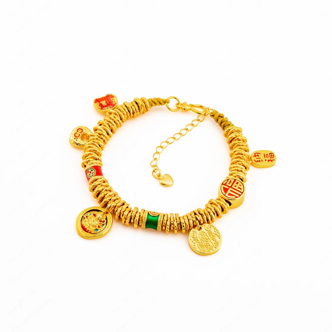 铜合金手链 新中式吉言盘缠财神时尚手链复古AL1026