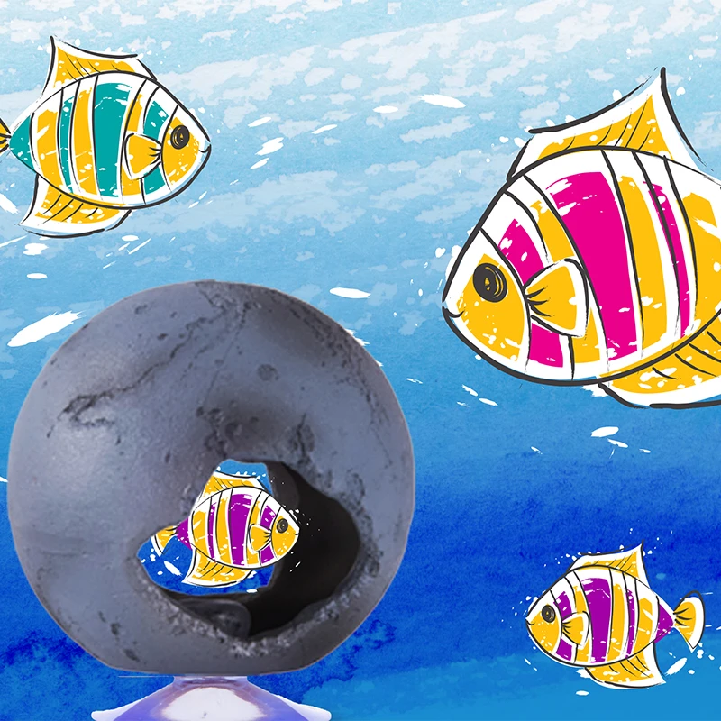 可吸附缸壁月球躲避屋慈鲷避难繁殖罐产卵鱼窝水族仿真球圆形造景