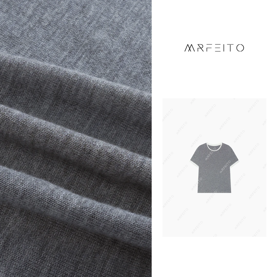 【云朵T】撞色拼接假两件裸肤感女士短袖针织衫H8M01Q26798