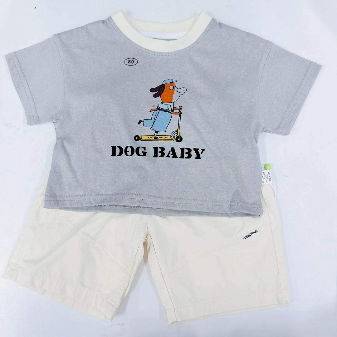 初柒母婴-棉宝儿夏季男宝薄款短裤短袖套装-8802