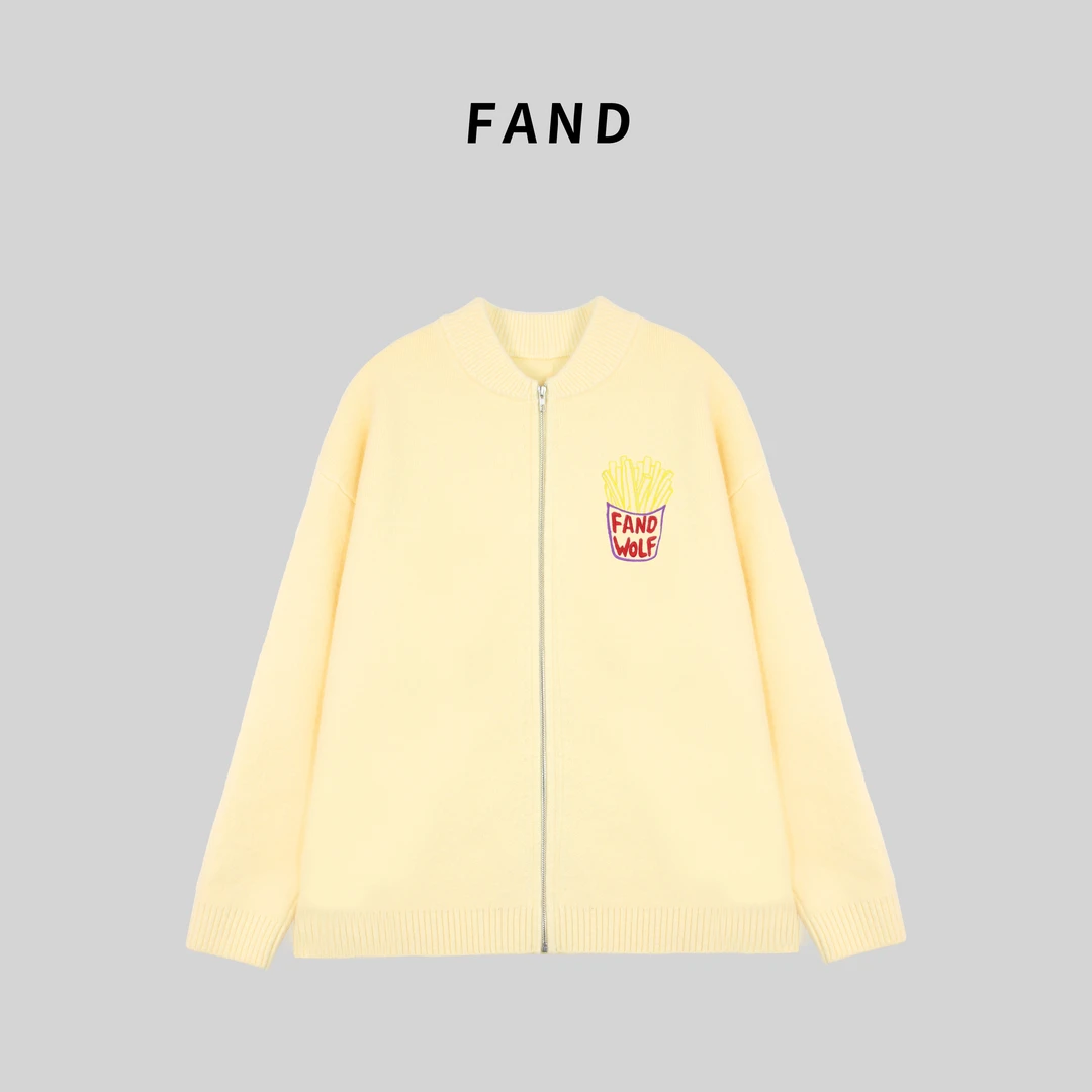 FAND品牌【Teky】秋冬时尚加厚保暖刺绣拉链开衫外套毛衣针织衫
