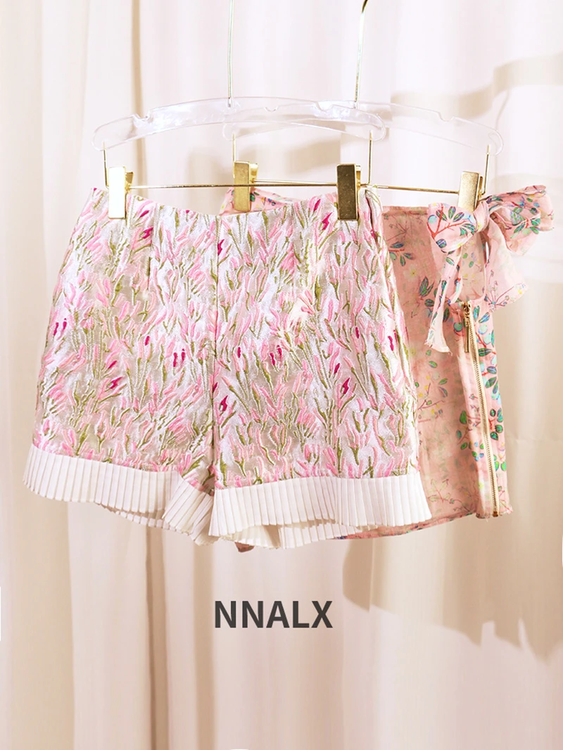 粉色短裤女2025夏季新款时尚性感宽松高腰阔腿短裤显瘦设计感