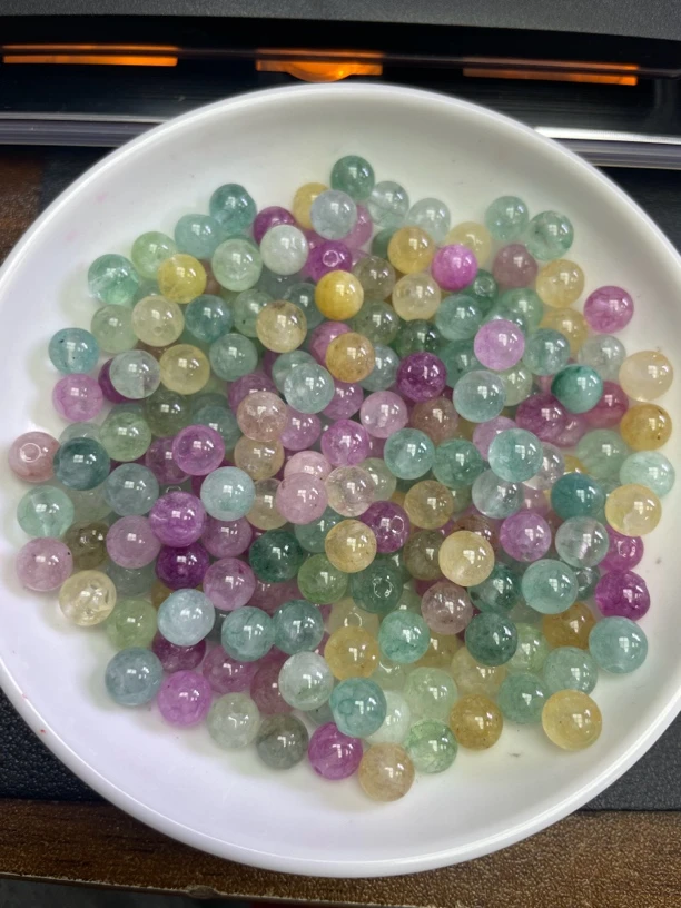 天然碧玺散珠 彩虹碧玺（冰淇淋）Y2542  6mm 50颗（赠弹力绳）