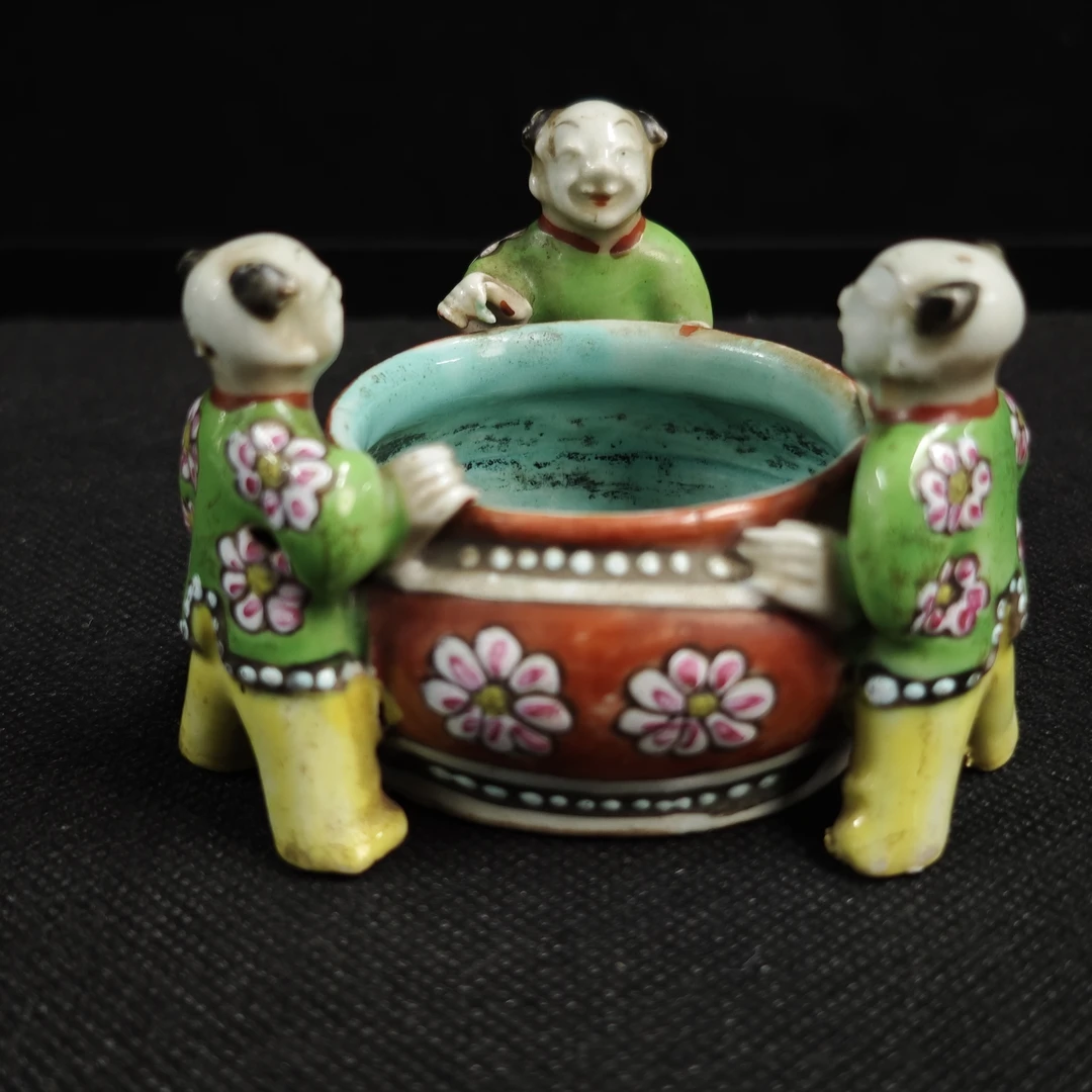 清   乾隆   粉彩童子笔洗古陶瓷W-2476-NPH-0022