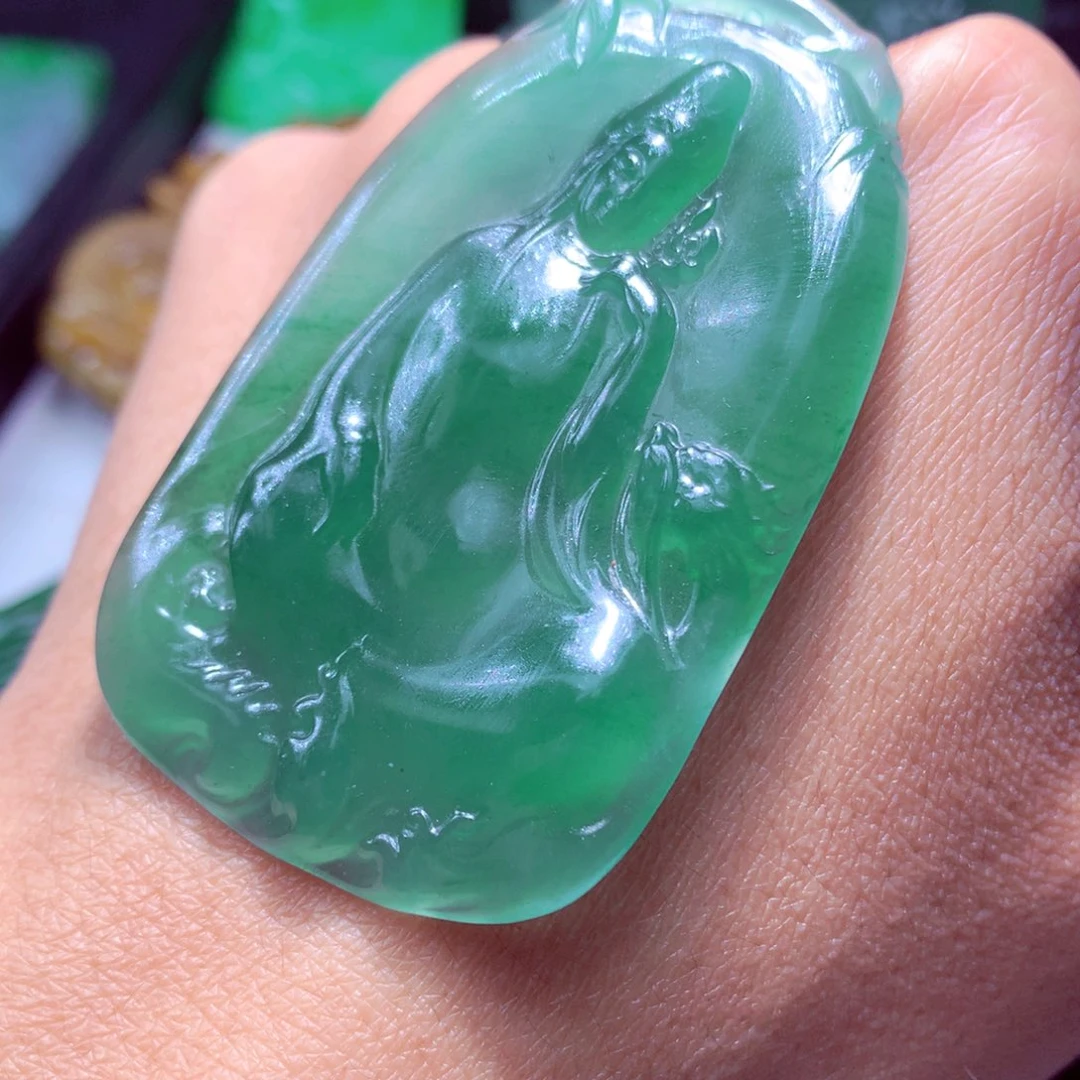 定制翡翠未镶嵌天然翡翠A货毛货挂件