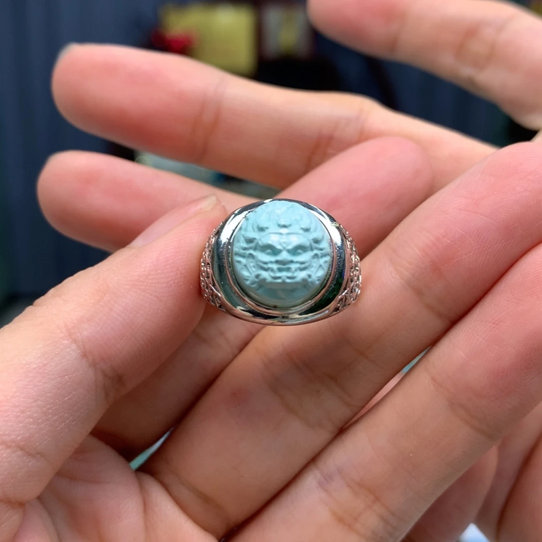 绿松石银S925镶嵌戒指