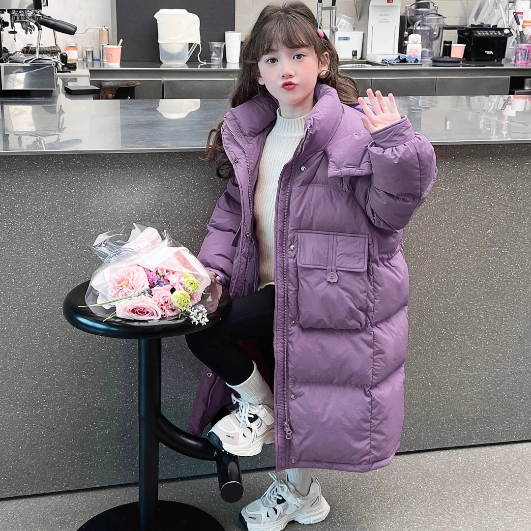 女童棉衣2024新款洋气中大童冬装外套儿童加厚长款羽绒棉服秋冬款