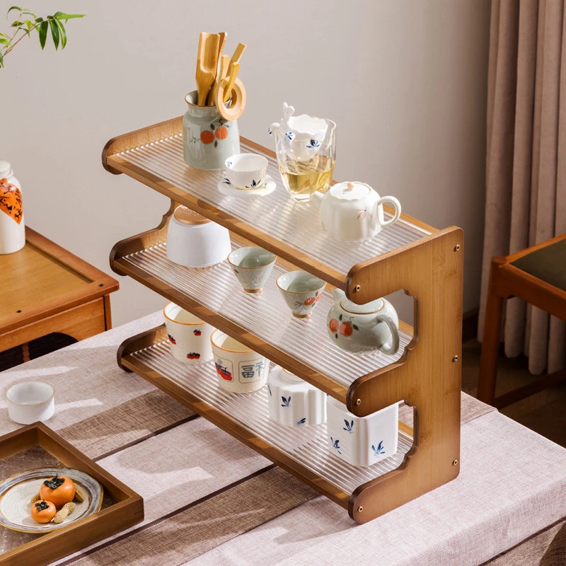 桌面博古架实木中式茶具茶架置物架茶壶架子多宝阁展示架摆件茶杯