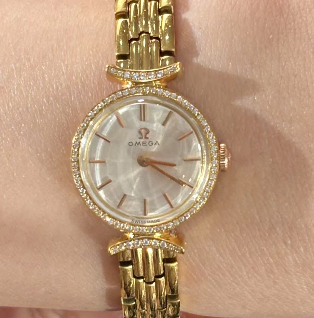 95新 Omega/欧米茄 24mm手动机QA3658后镶钻碟飞系列瑞士名表