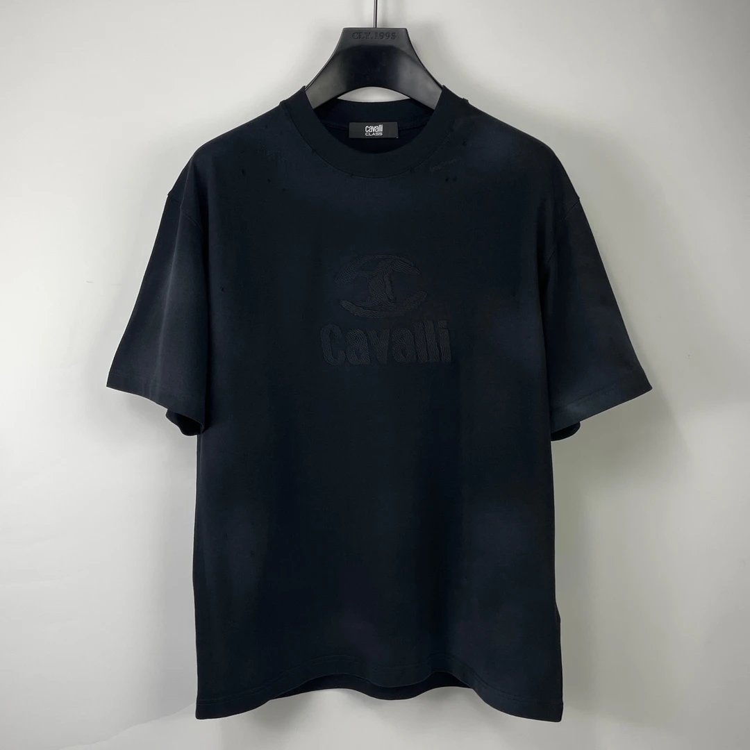 Cavalli Class/卡沃利  渐变晕染廓形圆领T恤 2521013/026白色