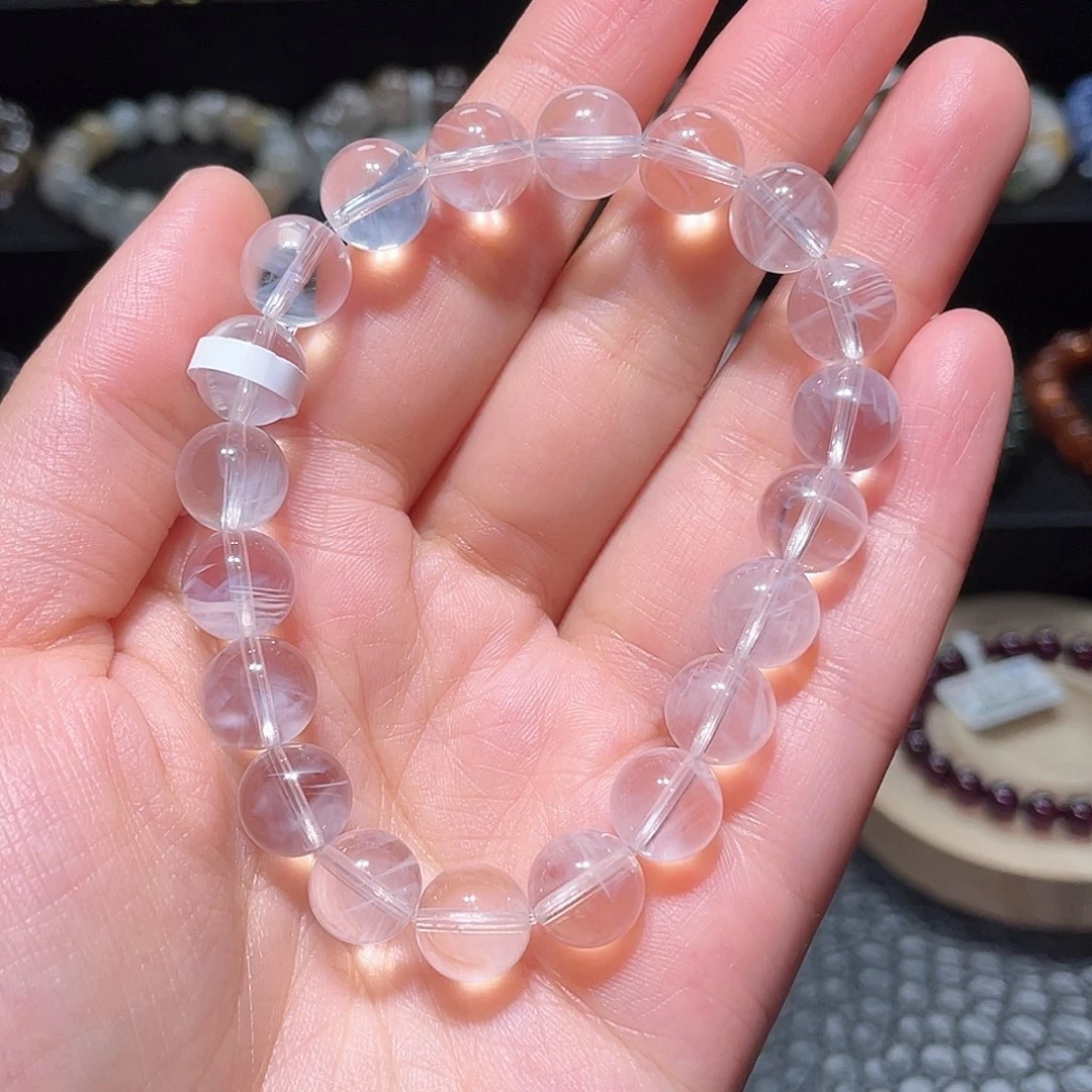 水晶手链未镶嵌蓝针手链，晶体通透