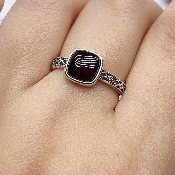 血珀戒指银S925镶嵌天然