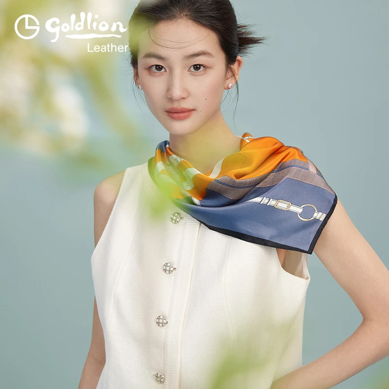 【金利来】新款桑蚕丝丝巾气质百搭春夏时尚小方巾女母亲节礼物薄款