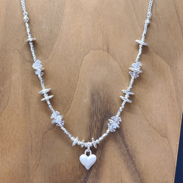 非金属亚克力项链 F890拉丝桃心韩系项链