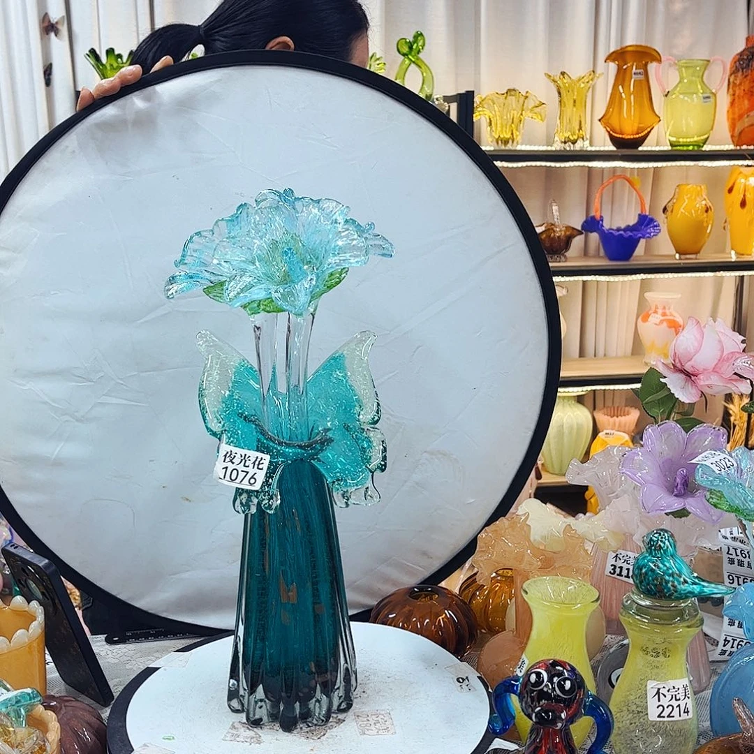 3花1瓶夜光家悦美居琉璃摆件