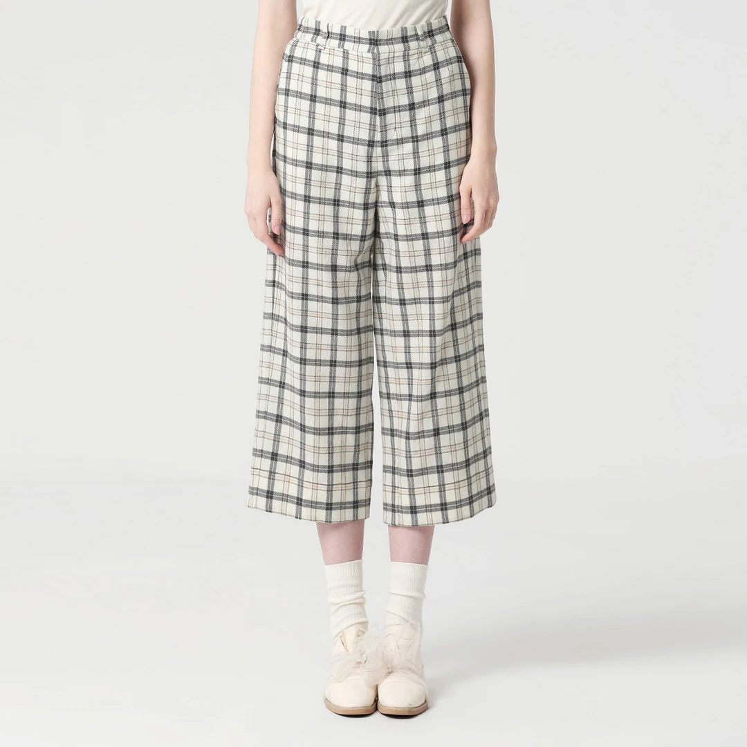 EIN/言复古文艺学院风瘦格纹裤子九分裤秋季款