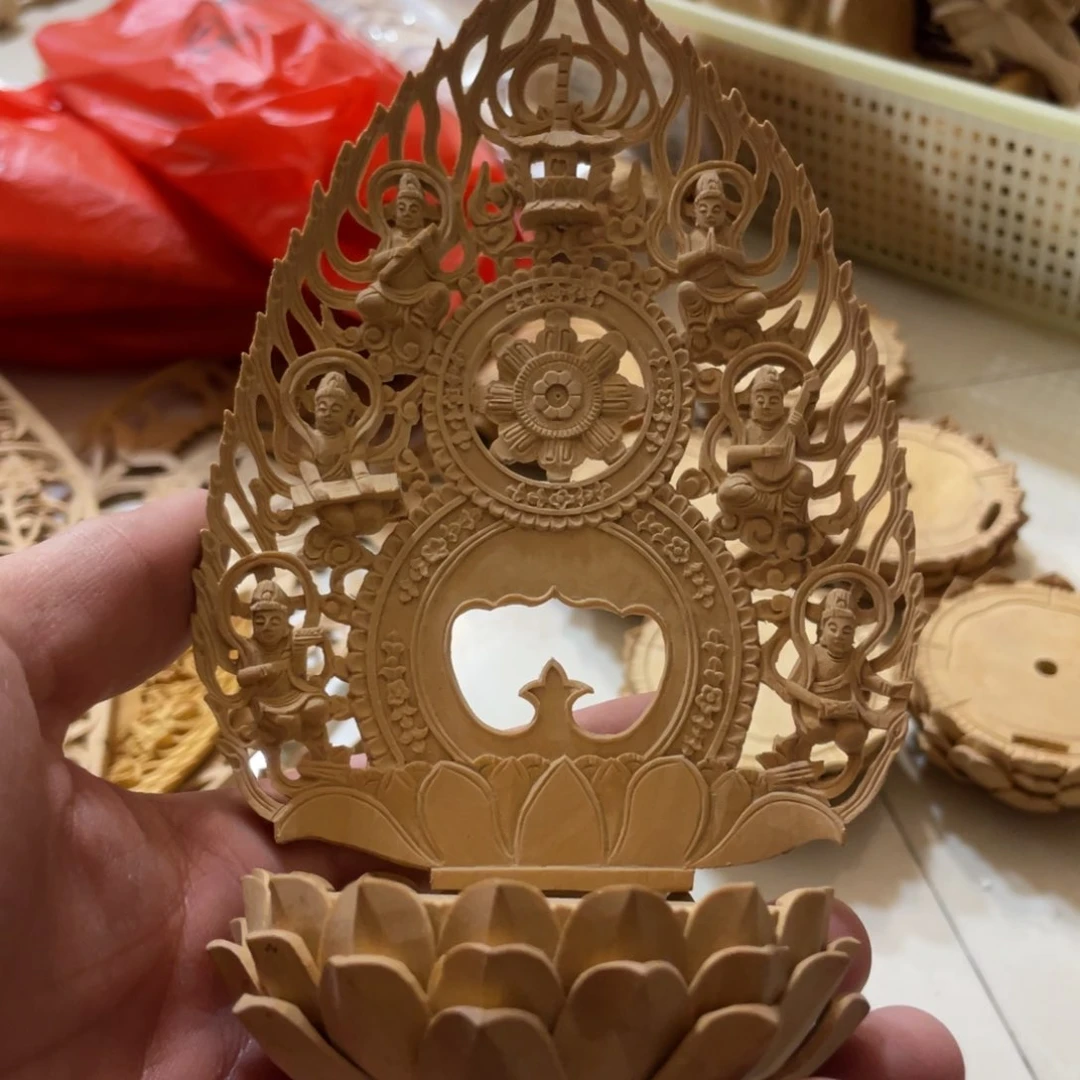 黄杨木八宝加莲花底座