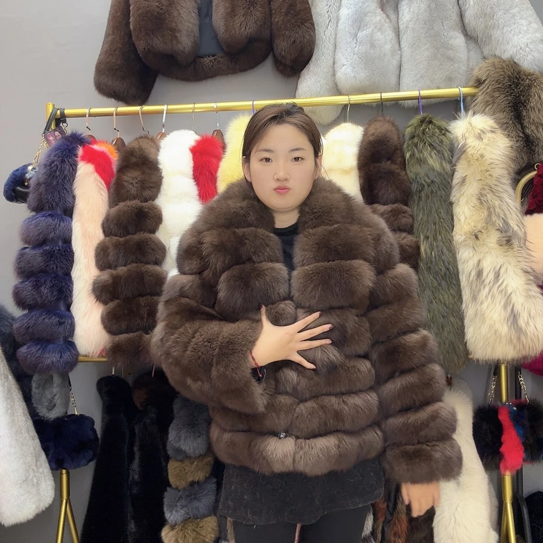 狐狸毛外套紫貂色
