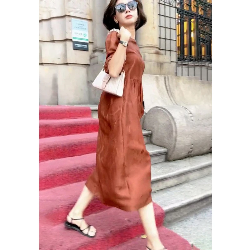 轻熟气质连衣裙女新款梨型修身身材百搭通勤宽松显瘦裙子5488