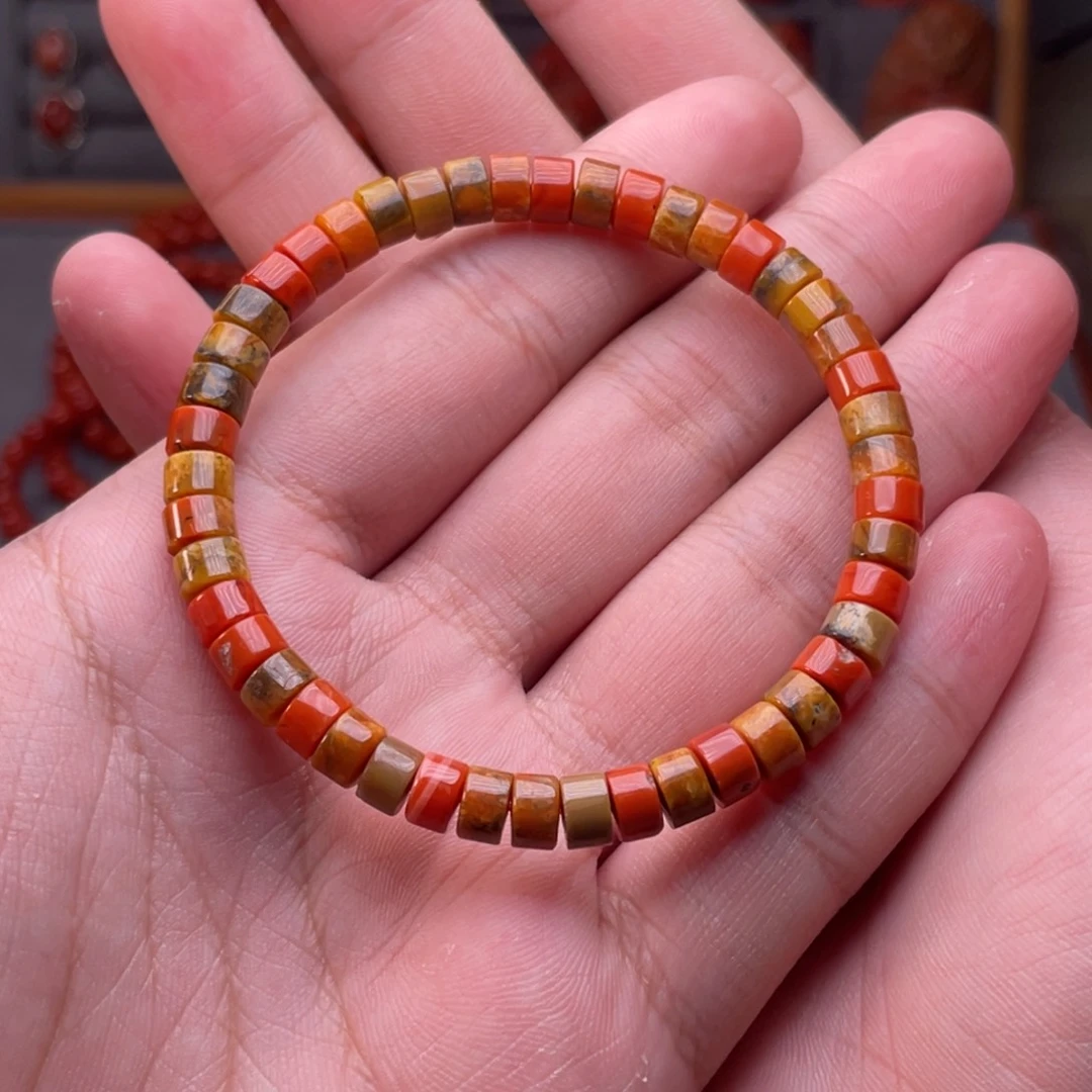 南红玛瑙未镶嵌配饰卡6mm包浆精工直切手串