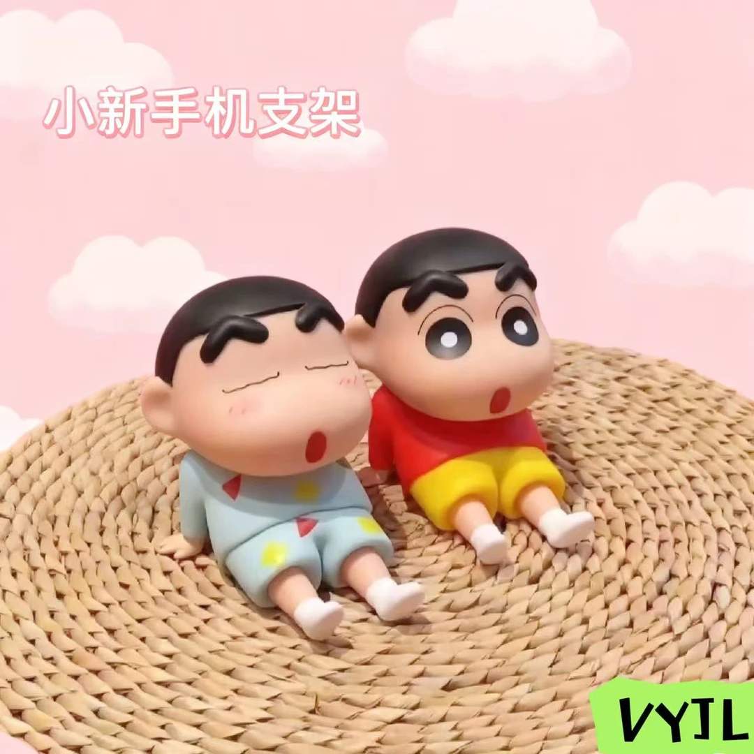 蜡笔小新懒人手机支架桌面办公室网红公仔潮玩模型手机支架摆件