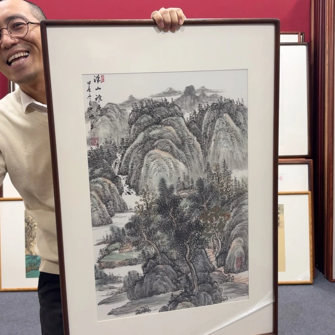 国画手绘作品带框包邮
