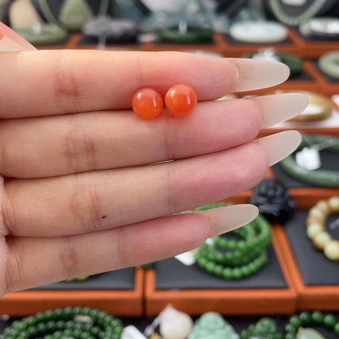 南红玛瑙合金耳饰