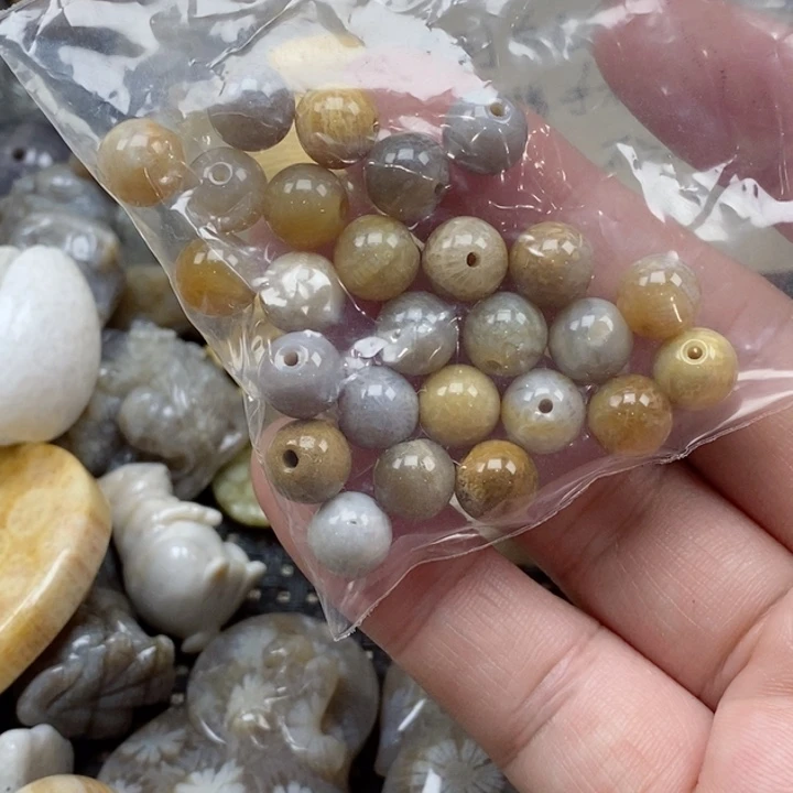 颈饰未镶嵌硅化珊瑚（珊瑚玉）