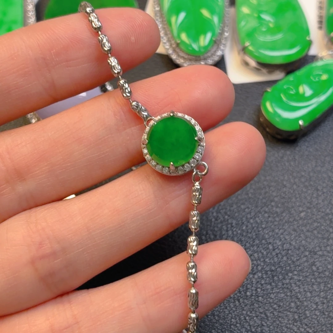 翡翠银S925镶嵌吊坠(不含链)手链