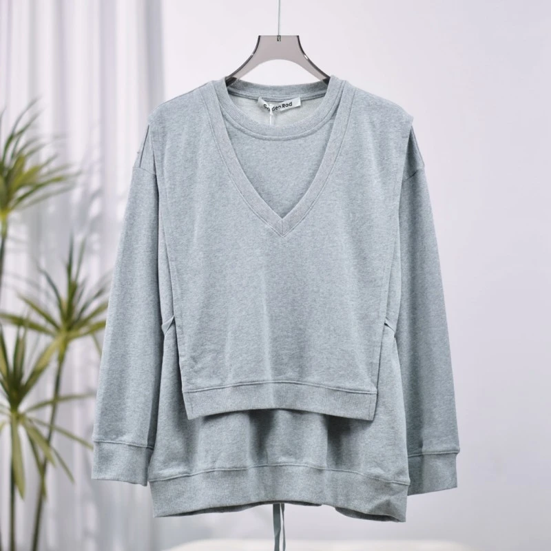 尚系列  Y236-5  女装春秋拼接套头卫衣花灰色FW12R45