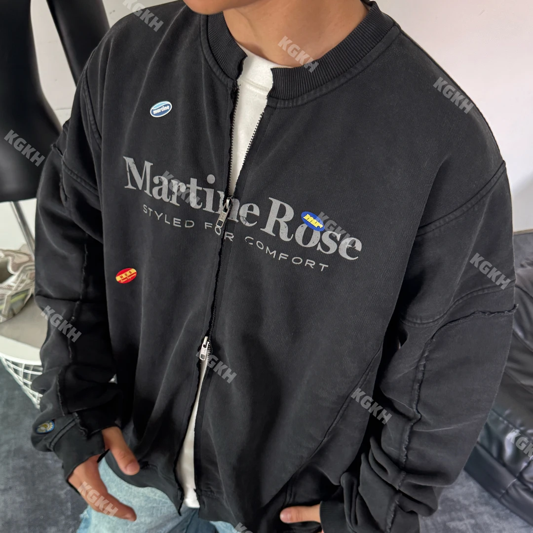 KGKH25ss【Martione R】双头拉链420g美式复古印花拼接设计夹克外套