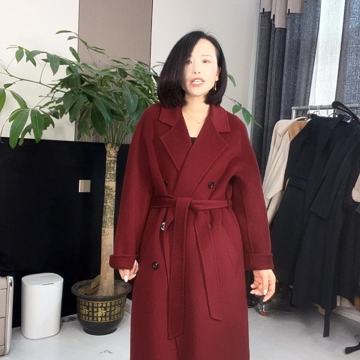 双面呢大衣801黑色S码长款