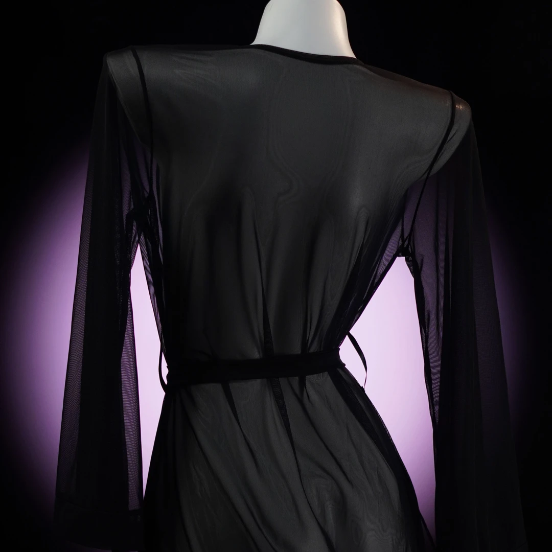 【后乐园】性感透视网纱诱惑长裙纯欲激情外袍款睡裙可外穿随心搭