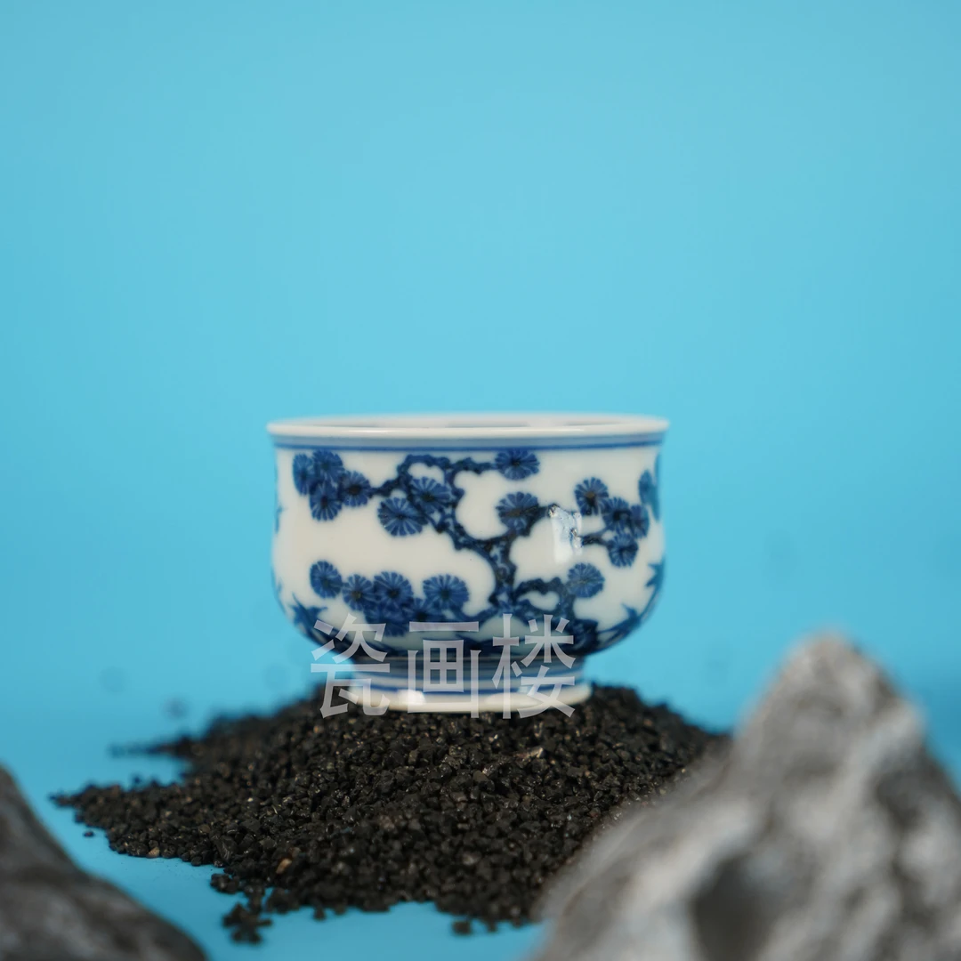 刘建锋窑青花松竹梅小炉式杯景德镇陶瓷高端茶具包邮