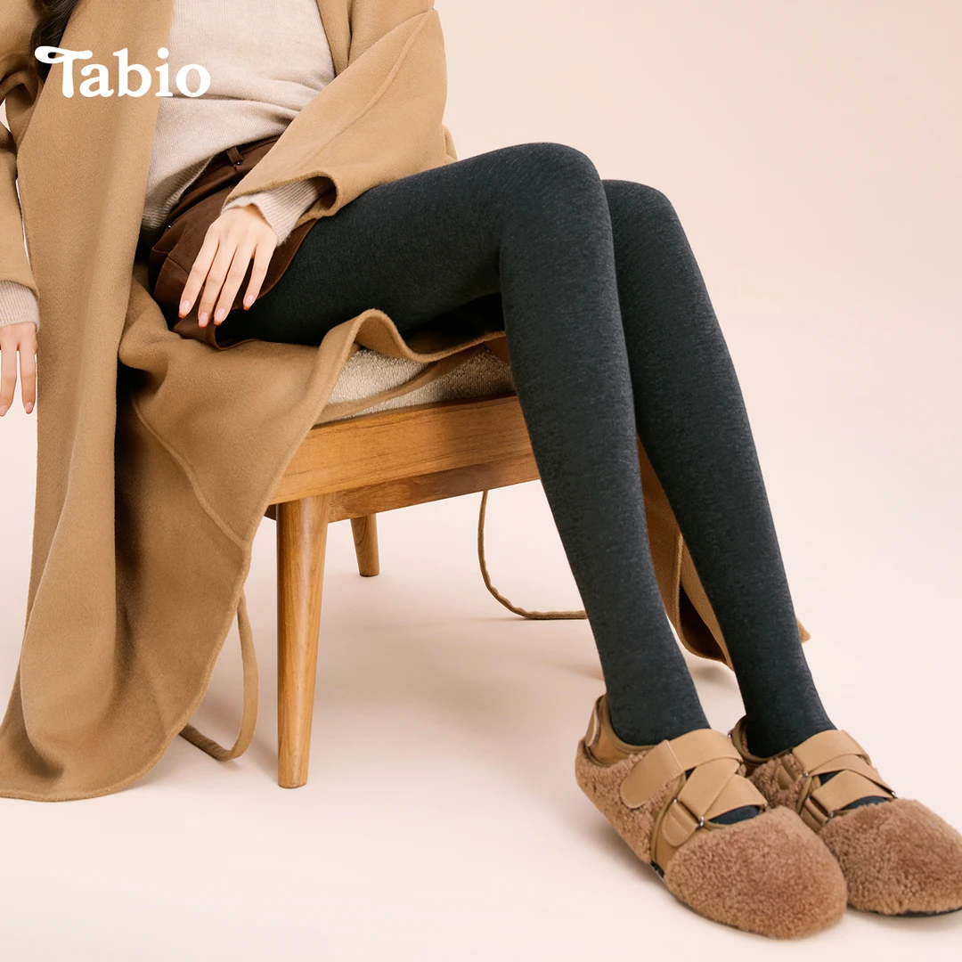 Tabio【加绒连裤袜】320D升级款深灰色秋冬女保暖高弹舒适防勾丝