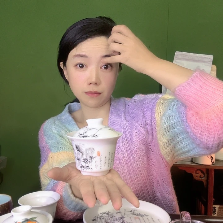 墨竹二才盖碗的一