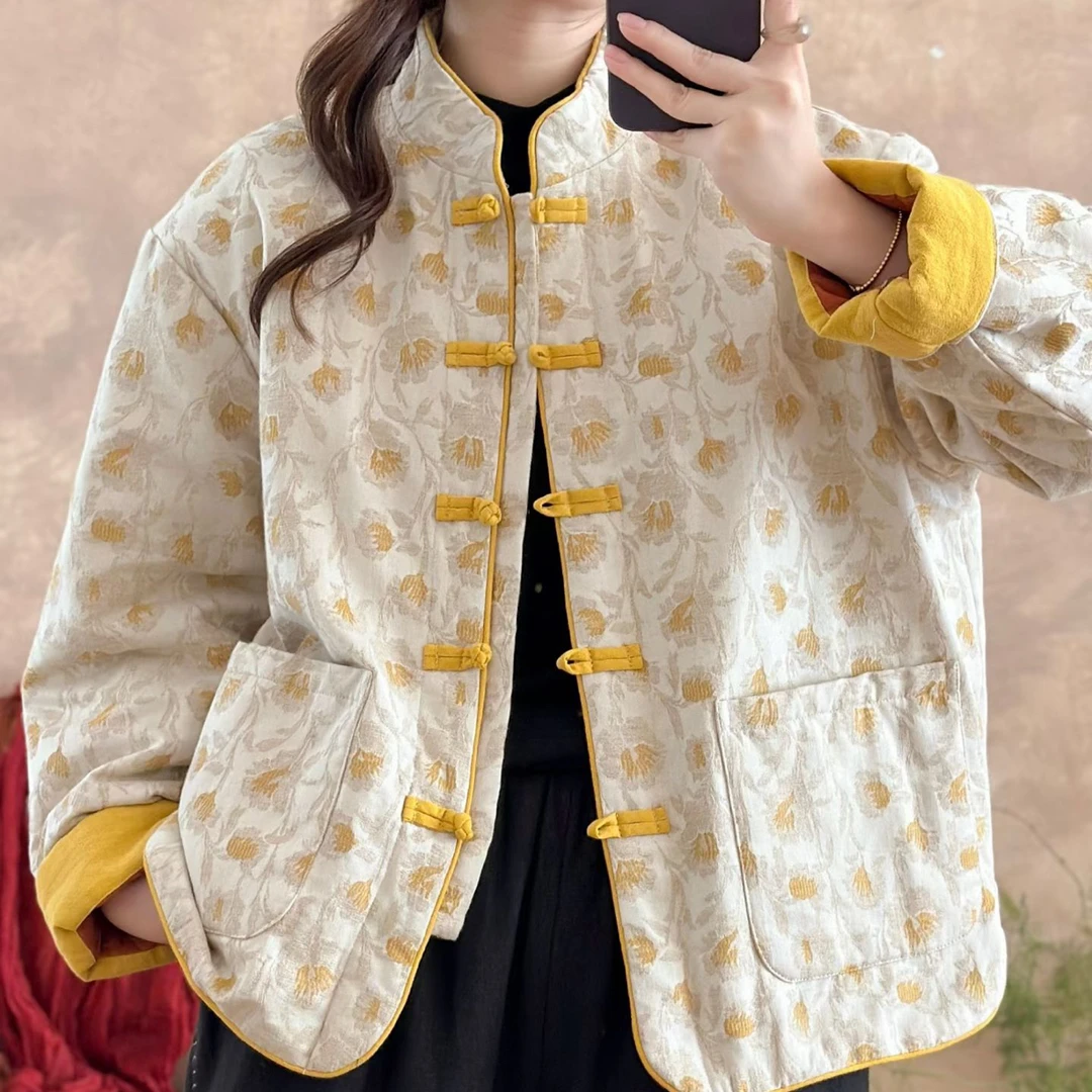 【亚麻浮雕】冬季新品，国风系列亚麻浮雕刺绣提花精美棉服