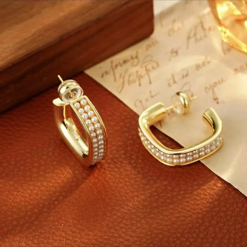 铜合金耳饰 e262---高级轻奢气质方型时尚小众设计款耳环