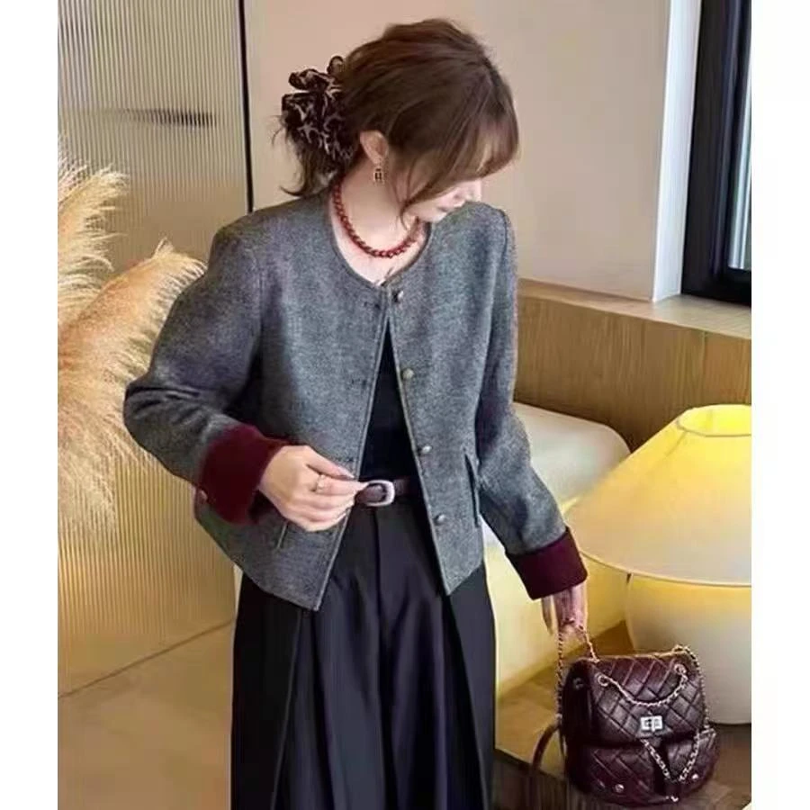 A31-A40时尚小香风外套短款轻奢复古春秋新款女装显瘦气质上衣