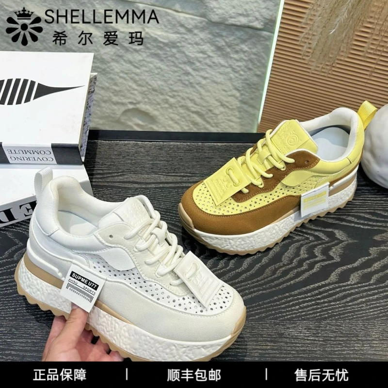 希尔爱玛秋季新款透气厚底增高潮小白鞋爆款休闲阿甘鞋运动平底女