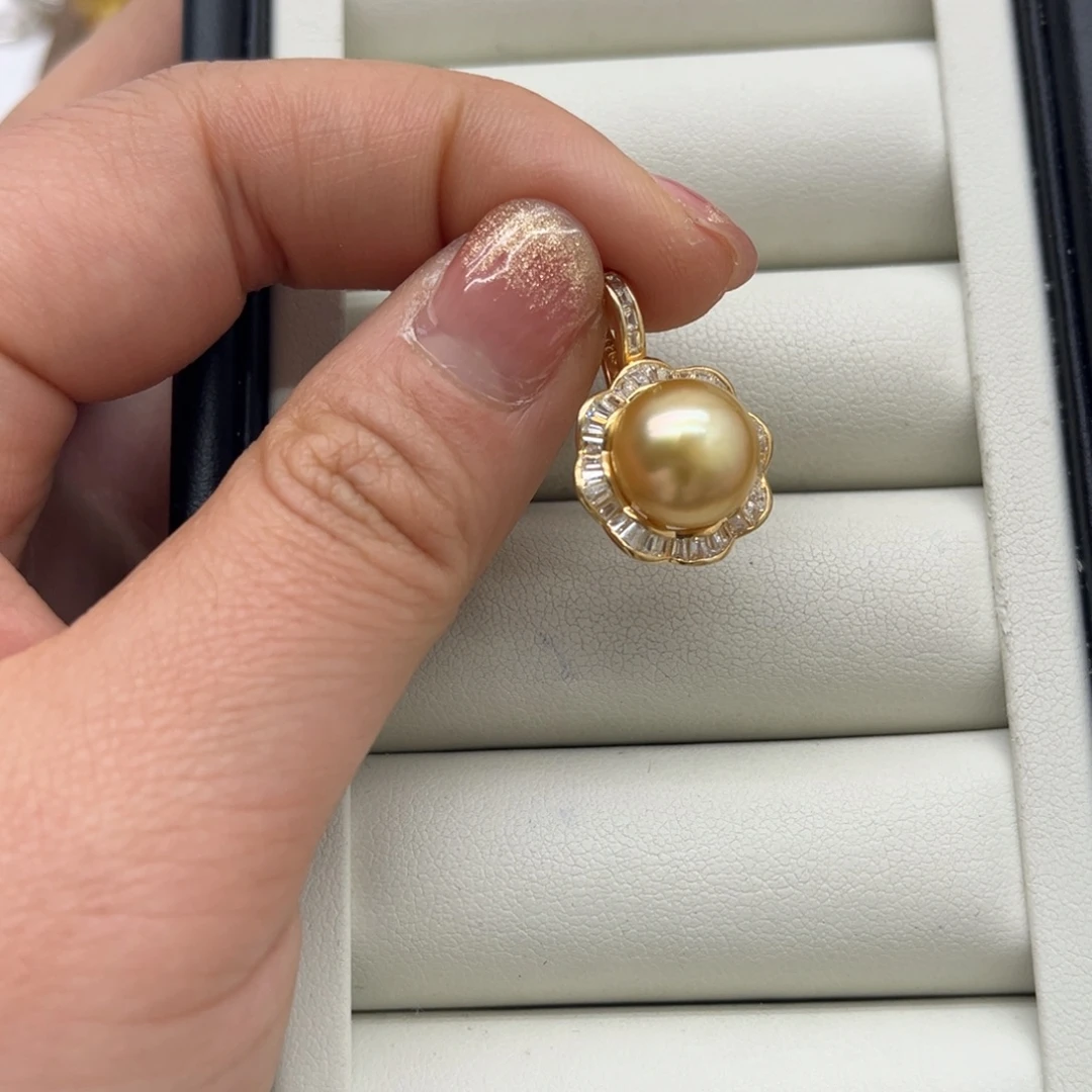 银S925镶嵌海水珍珠吊坠(不含链)