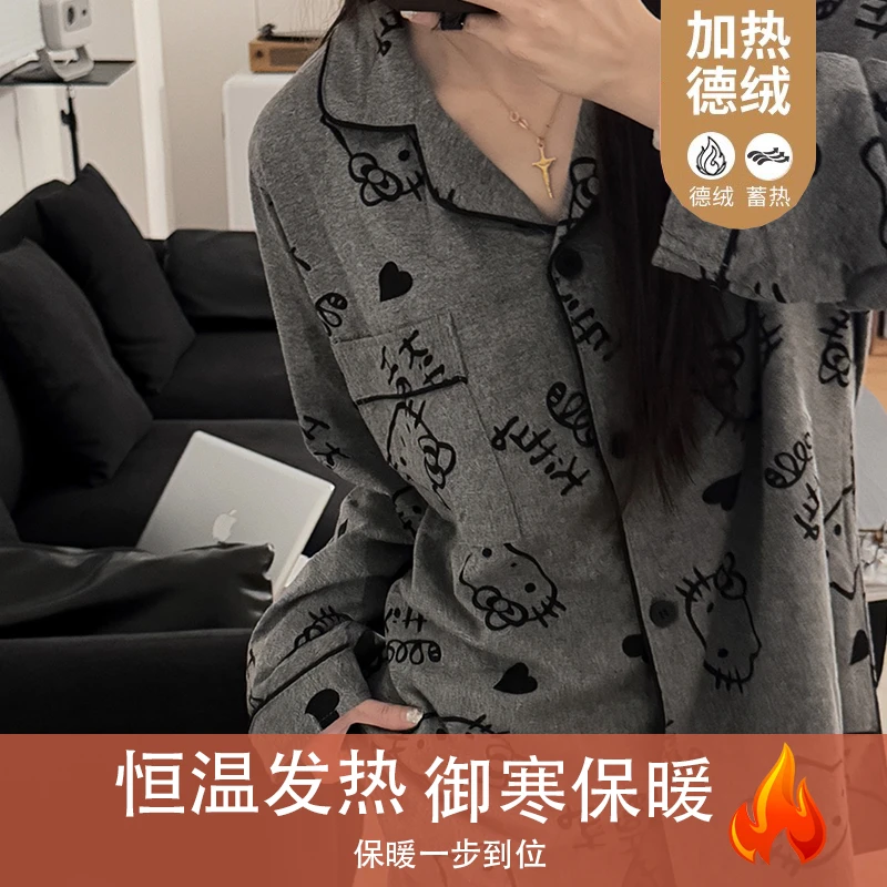 【秋冬德绒】长袖睡衣女秋冬加厚甜美可爱卡通学生冬家居服套装